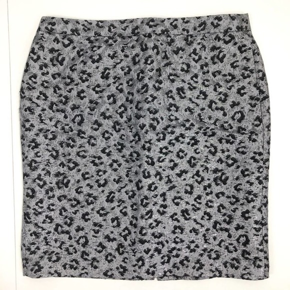 Loft Pencil Skirt Animal Print Silver Black 8 - Picture 8 of 9